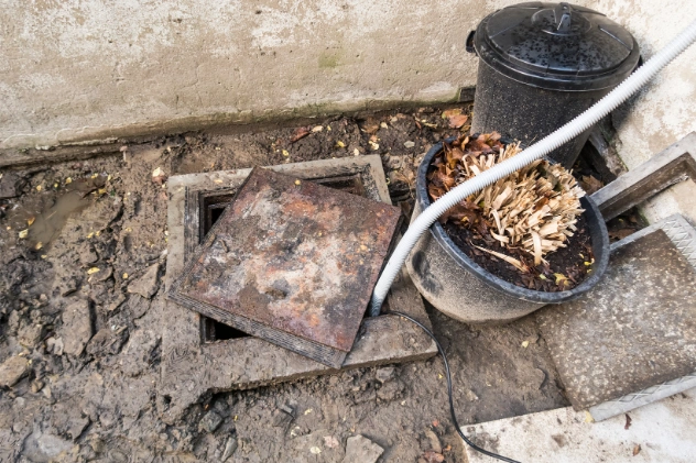Cesspool system with equipment for pumping and waste removal