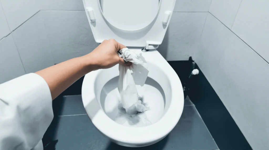 flushing non biodegradable items down the toilet