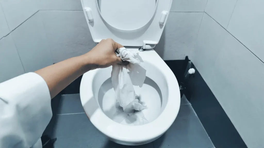 flushing non biodegradable items down the toilet